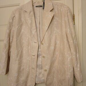 Liz Claiborne Women's Button Front Linen Blend Blazer In Large